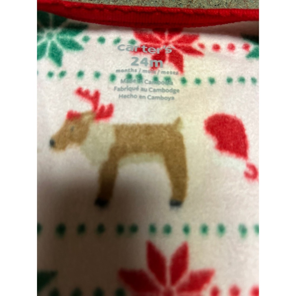 Christmas Carter's fleece footie pajamas 24 months NWT‎ Pink/Red/Green - Picture 3 of 6